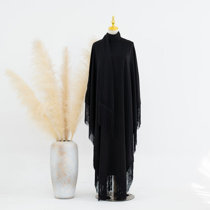 Modern Iranian Matte-Color Bat Tassel Abaya (Burkha,kaftan) For Women