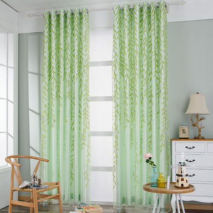 Exquisite Transparent Leaf Printed Curtains