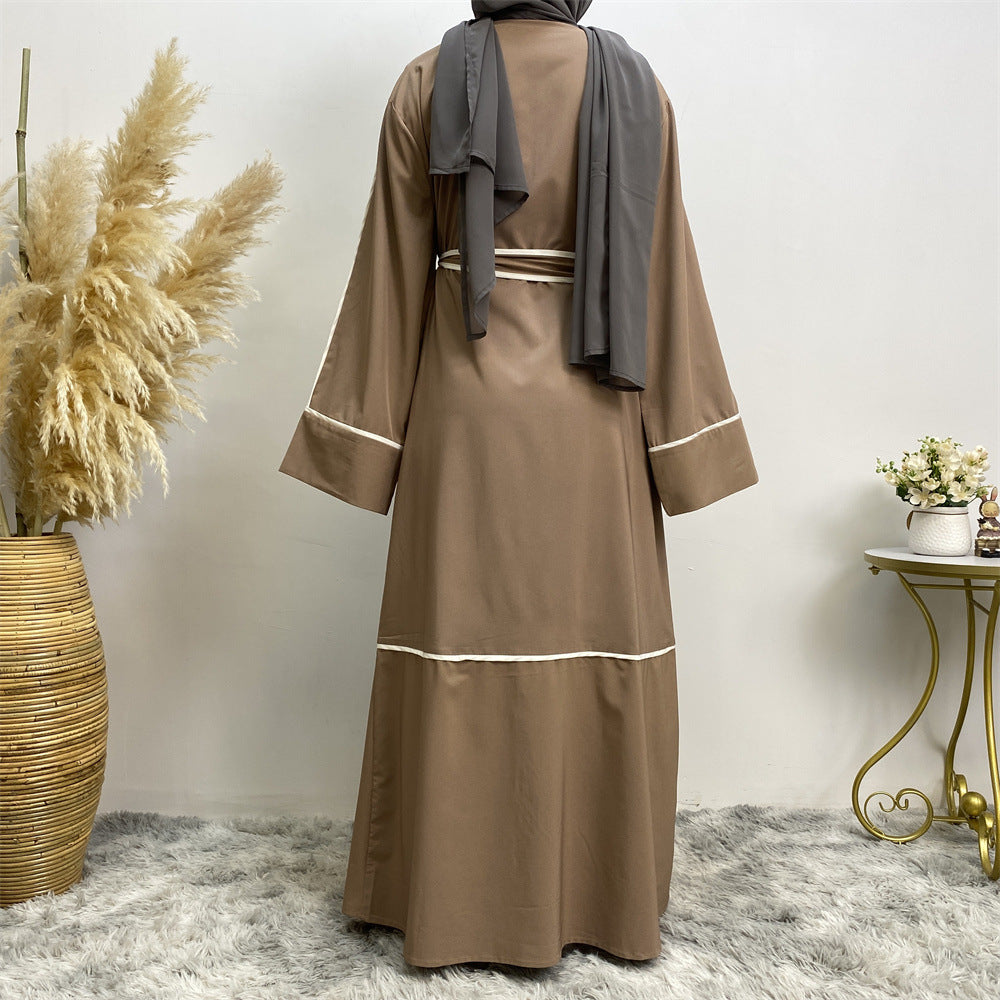 Elegant Middle-East Contrast Striped Abaya( Burkha,Kaftans) For Women