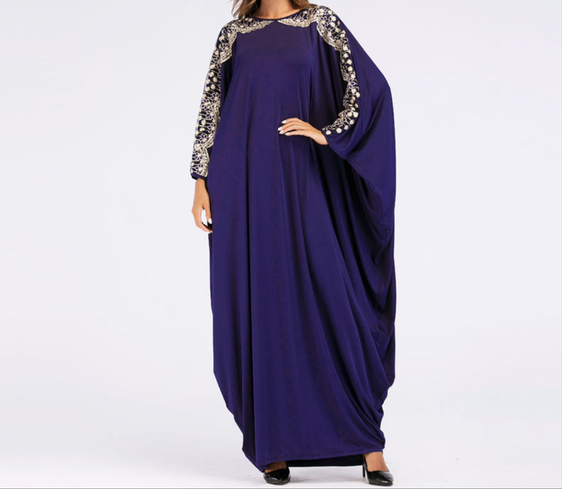 Elegant Embroidered Middle-East Batwing Sleeve Plus Size Abaya (Burkha,kaftan) For Women