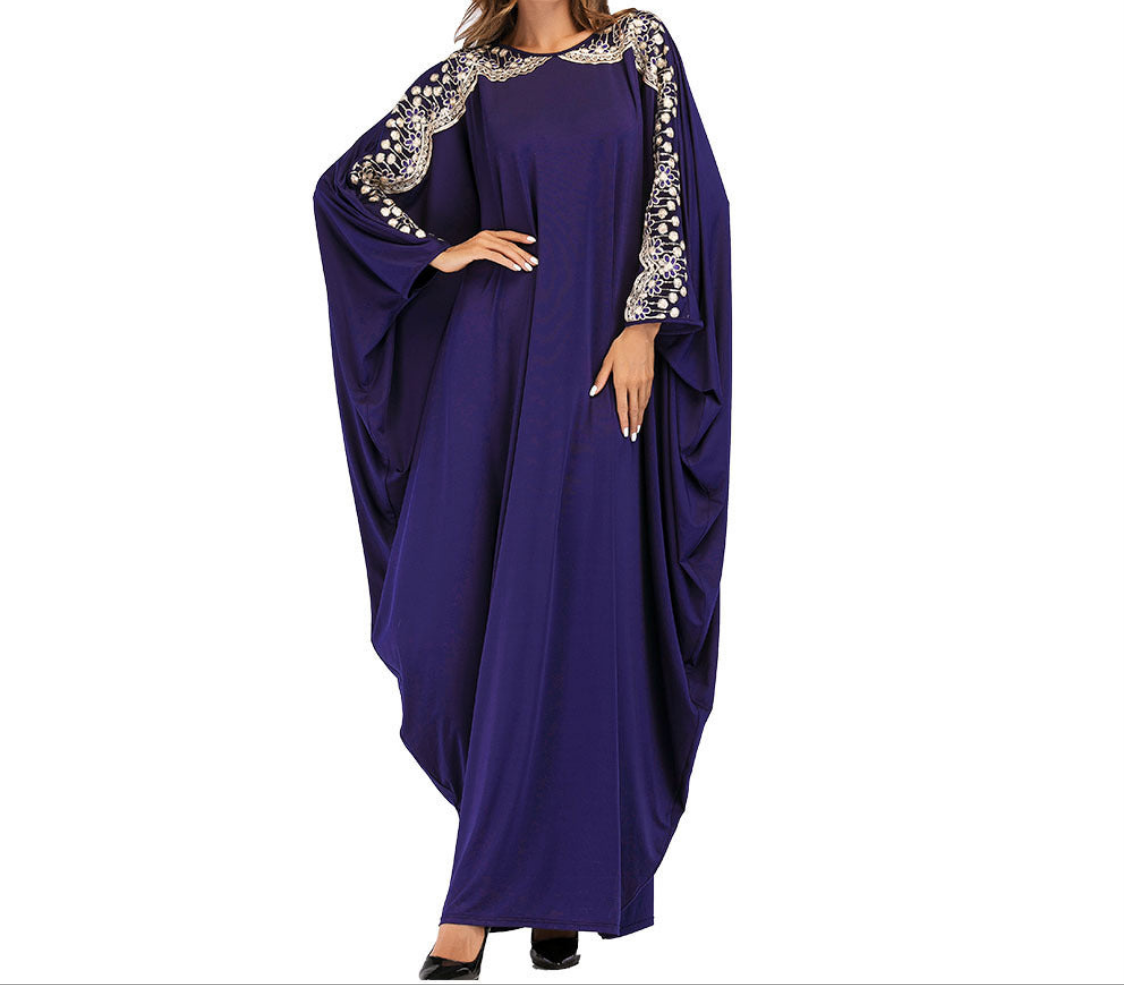Elegant Embroidered Middle-East Batwing Sleeve Plus Size Abaya (Burkha,kaftan) For Women