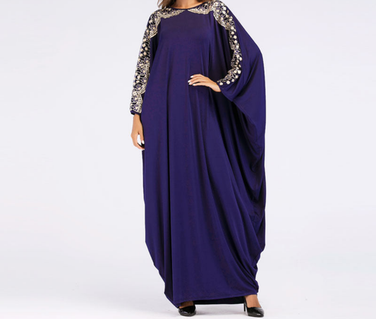 Elegant Embroidered Middle-East Batwing Sleeve Plus Size Abaya (Burkha,kaftan) For Women