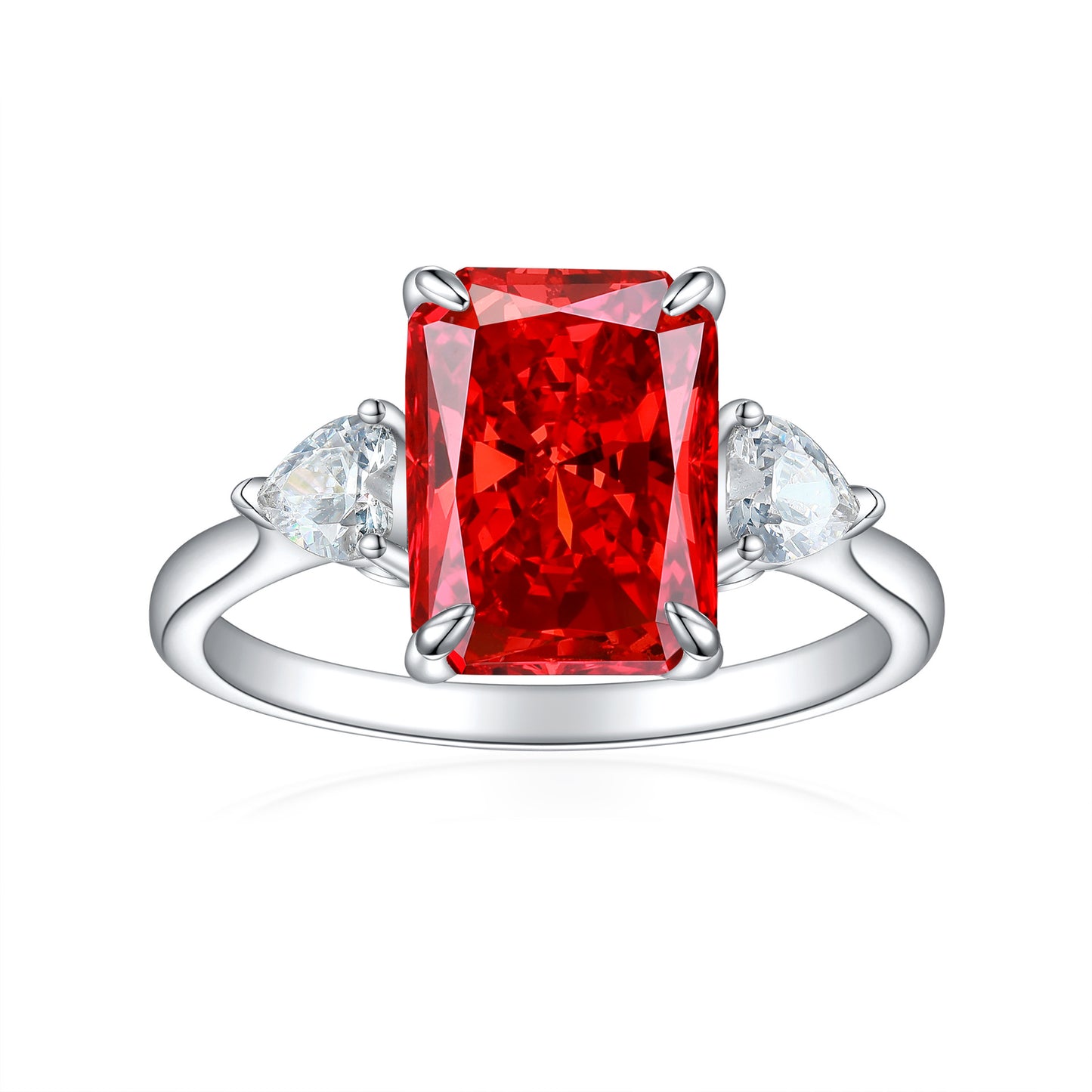 Classic S925 Colorful Rectangular Rhinestone Finger Ring Ins Fashion Love Ring