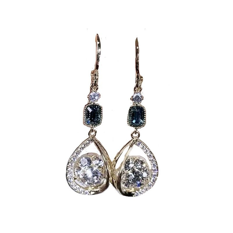 Exquisite Luxury High-grade Diamond-embedded Water Drop Earrings
