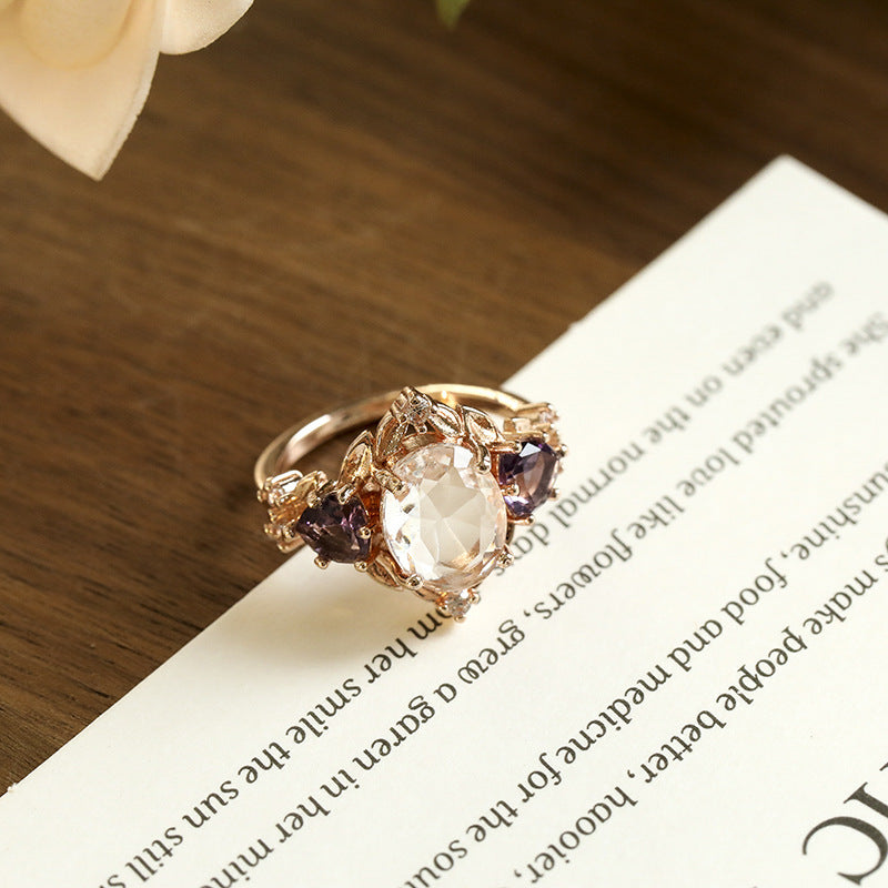 Elegant Inlaid Zircon Ring Three-piece Jewellery Set