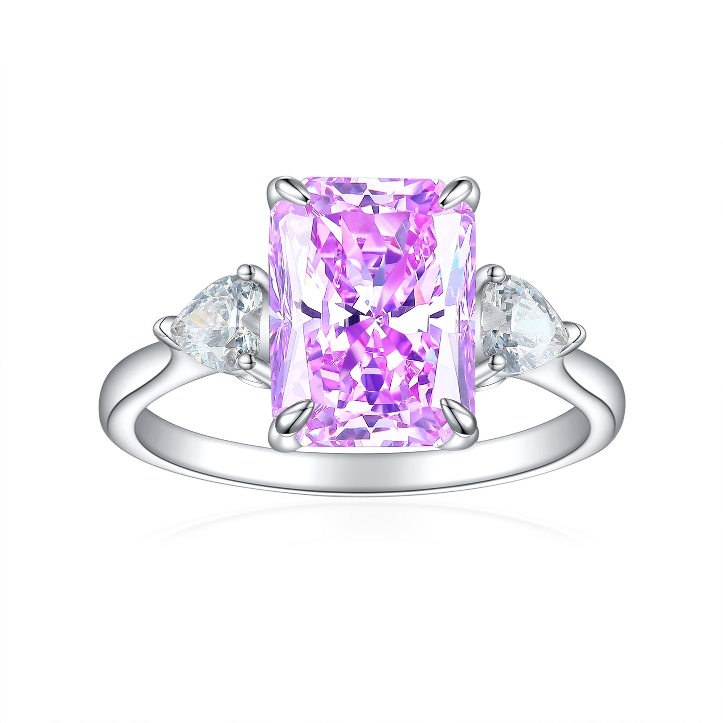 Classic S925 Colorful Rectangular Rhinestone Finger Ring Ins Fashion Love Ring