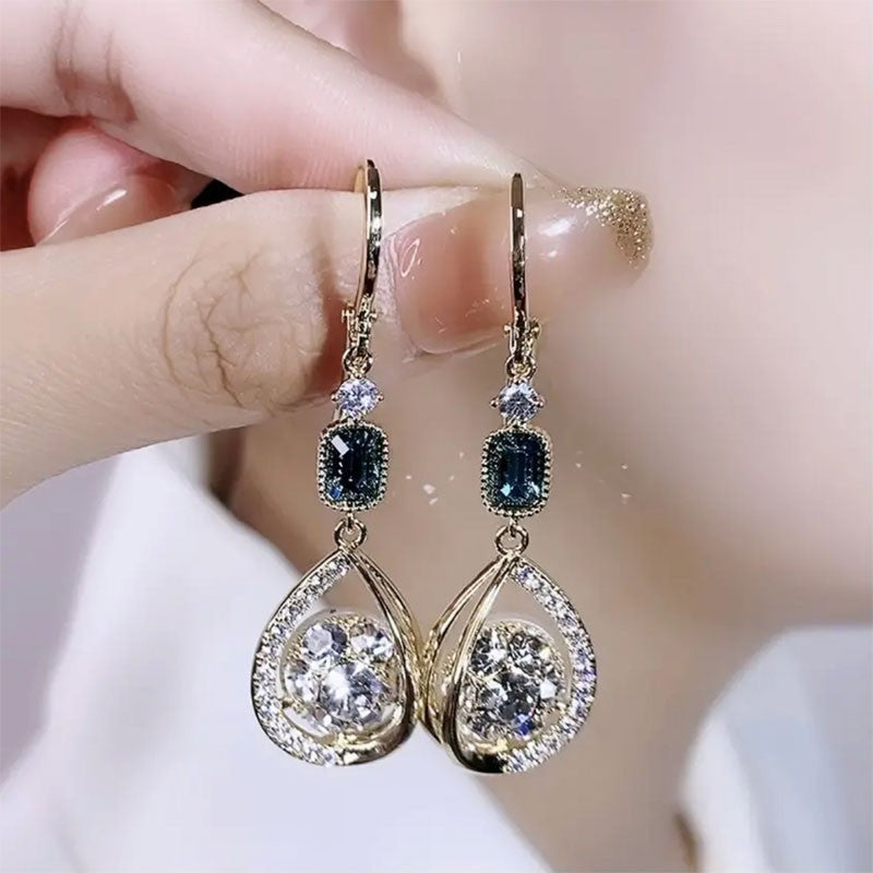 Exquisite Luxury High-grade Diamond-embedded Water Drop Earrings