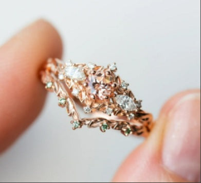 Elegant Inlaid Zircon Ring Three-piece Jewellery Set