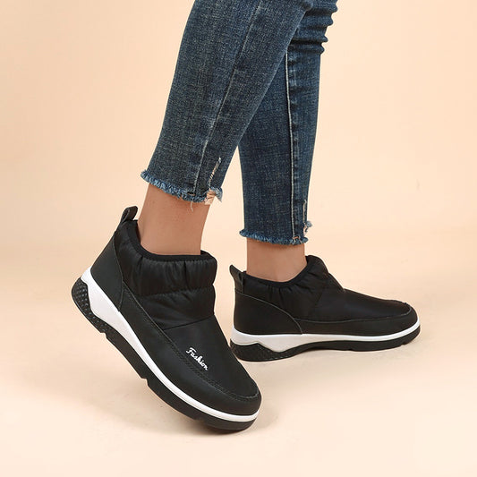 Women's Winter Velvet And Cotton Round Toe Sneakers