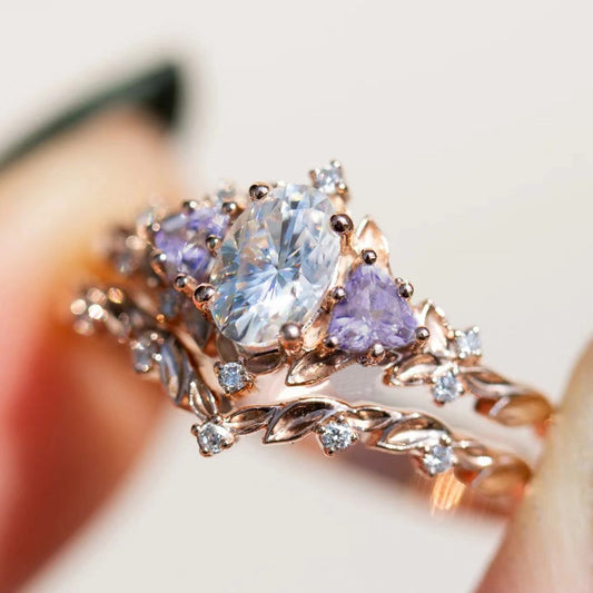 Elegant Inlaid Zircon Ring Three-piece Jewellery Set