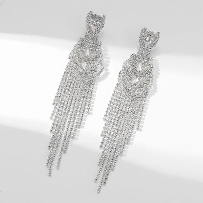 Classic Rhinestone Long Tassel Women's Earrings