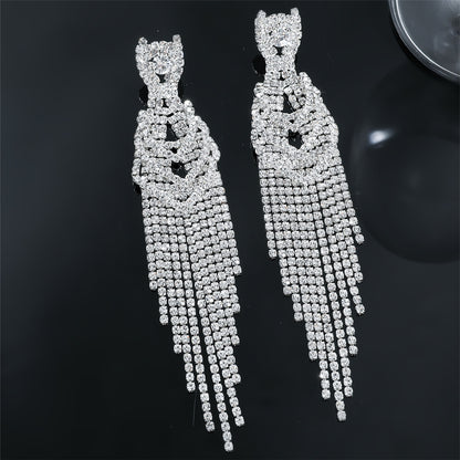 Classic Rhinestone Long Tassel Women's Earrings