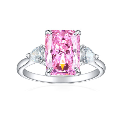 Classic S925 Colorful Rectangular Rhinestone Finger Ring Ins Fashion Love Ring