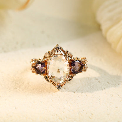 Elegant Inlaid Zircon Ring Three-piece Jewellery Set