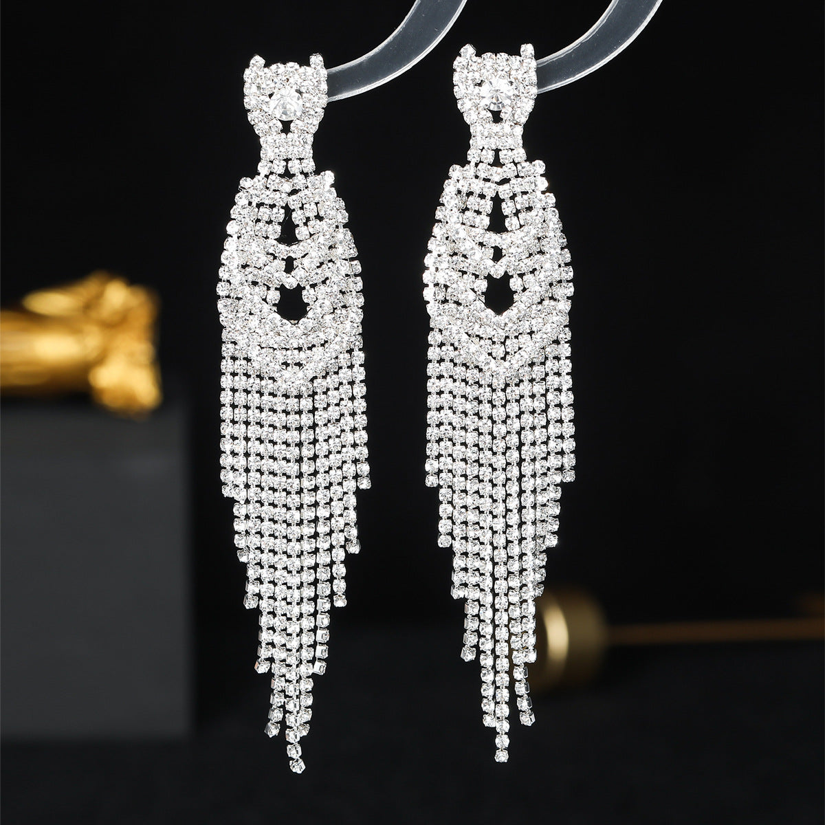 Classic Rhinestone Long Tassel Women's Earrings