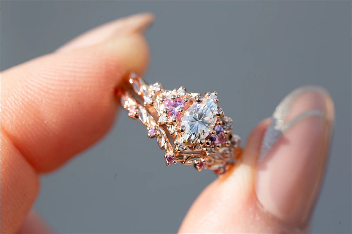 Elegant Inlaid Zircon Ring Three-piece Jewellery Set