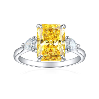 Classic S925 Colorful Rectangular Rhinestone Finger Ring Ins Fashion Love Ring