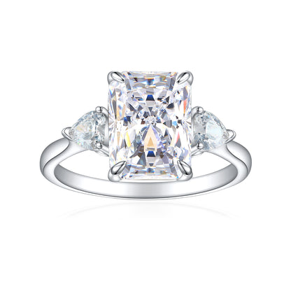 Classic S925 Colorful Rectangular Rhinestone Finger Ring Ins Fashion Love Ring