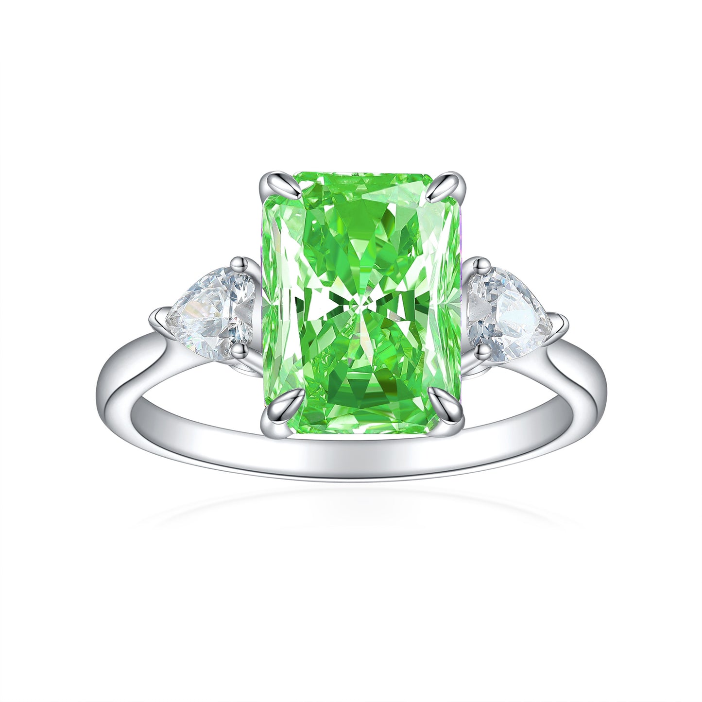 Classic S925 Colorful Rectangular Rhinestone Finger Ring Ins Fashion Love Ring
