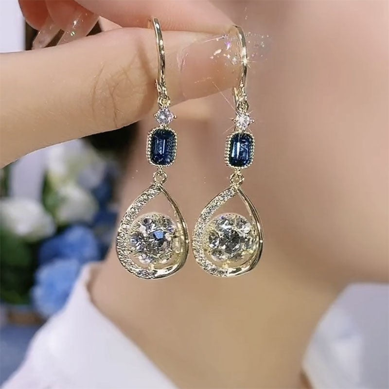 Exquisite Luxury High-grade Diamond-embedded Water Drop Earrings