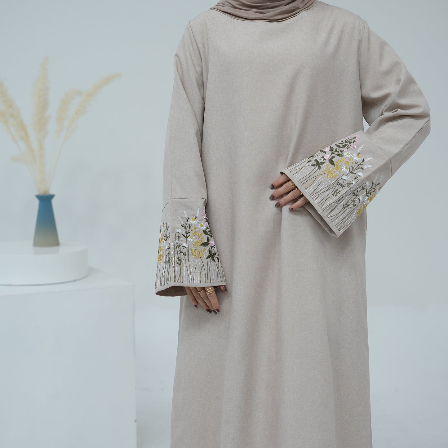 Modest Middle-East Flower Embroidery Abaya ( Burkha,Kaftans) For Women