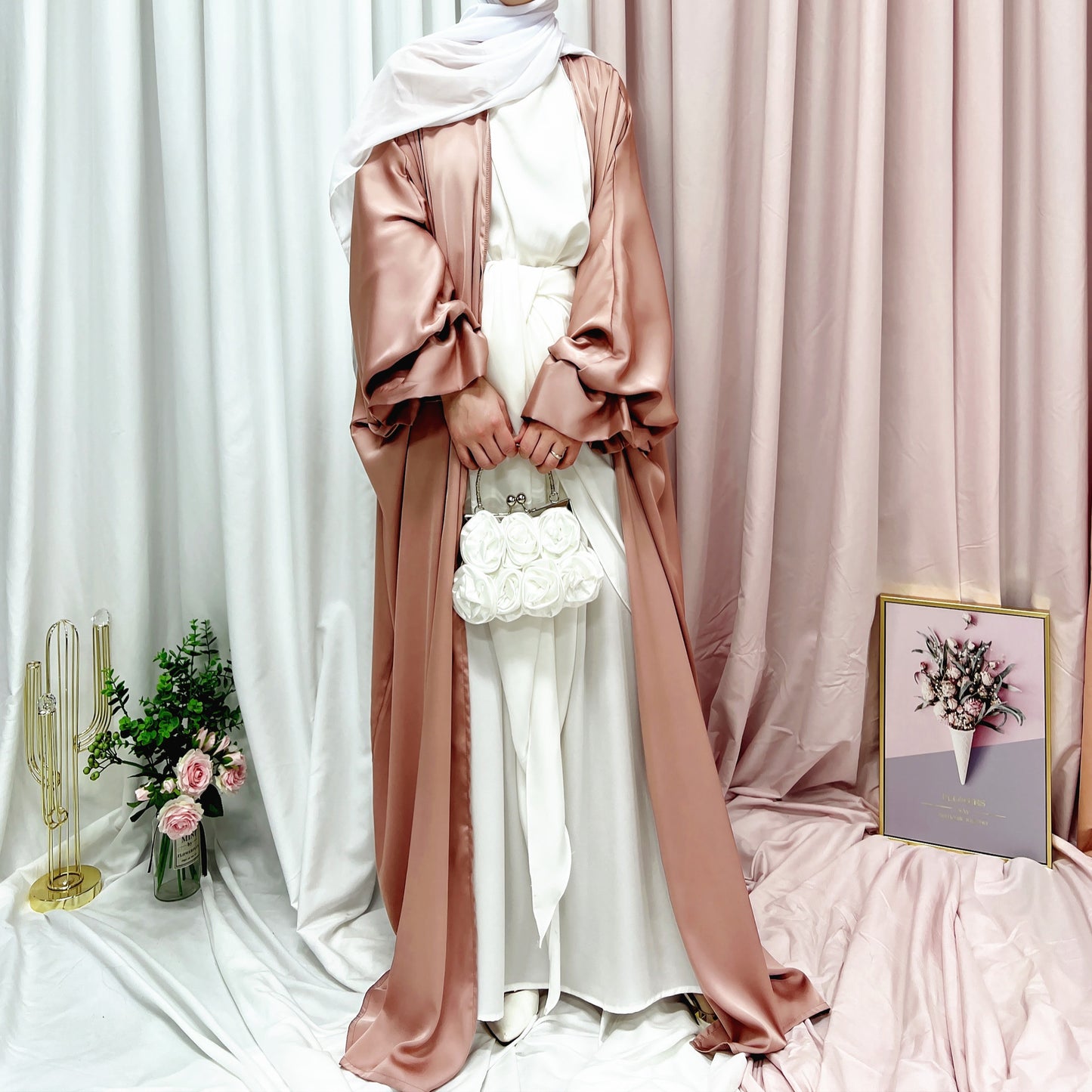 luxurious Puff Sleeve Middle-East  Abaya (Burkha,kaftans) For Women