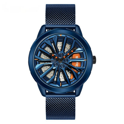 Men's 360° Rotating Alloy Wheel Series Wrist Watch