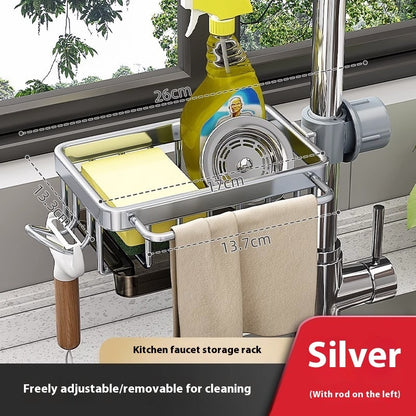 Kitchen Aluminum Sink Faucet Storage Rack For Dishes