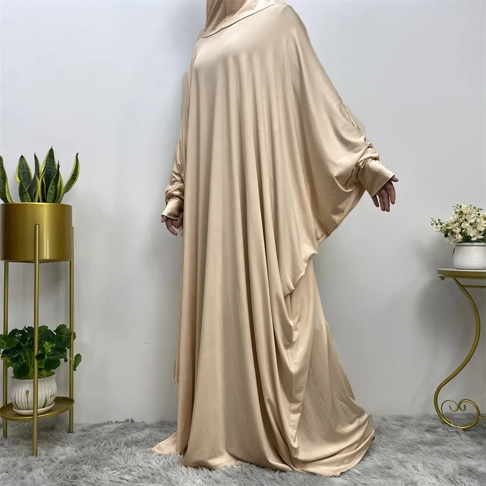Iranian Middle East Traditional Solid Color Long Sleeve Loose Abaya (Burkha,kaftan) For Women
