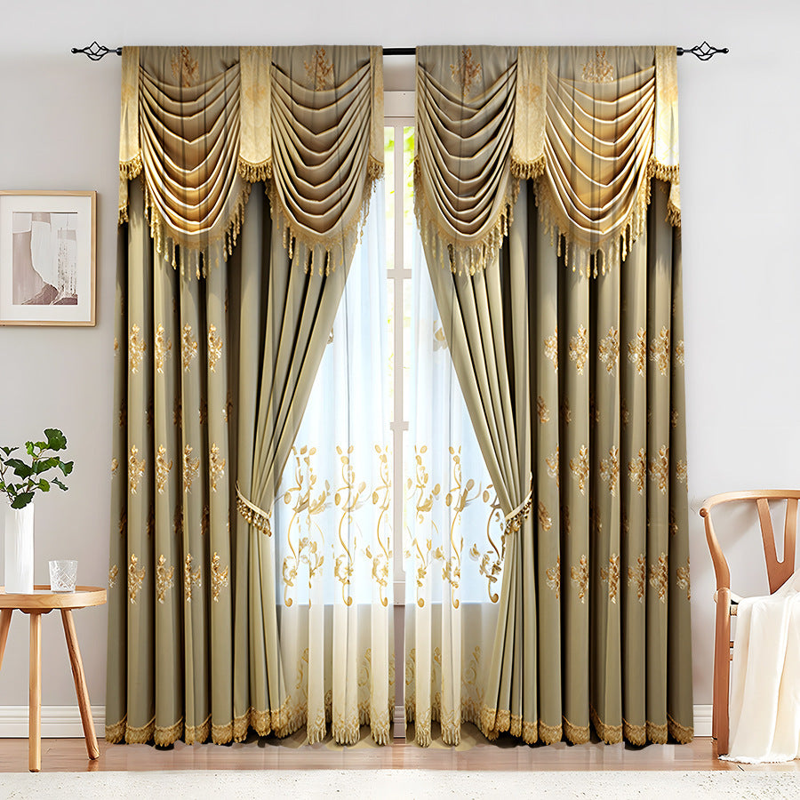 European Elegant & Luxury Creative Home Flower Character Black-Out Curtains
