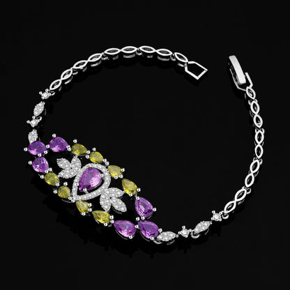 Elegant Purple Zirconium Necklace & Earrings Set