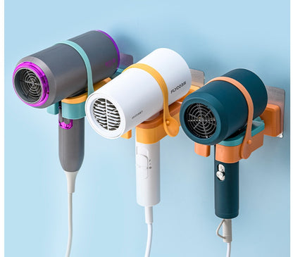 Hair Dryer Holder with Wall-mounted Punch-free Woundable Multifunctional Blower Holder Bathroom Essentials