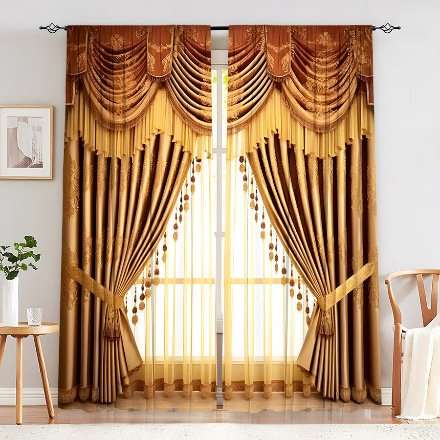 European Elegant & Luxury Creative Home Flower Character Black-Out Curtains