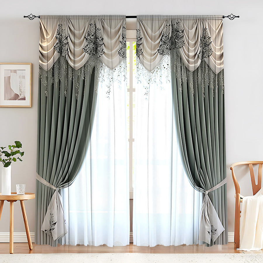 European Elegant & Luxury Creative Home Flower Character Black-Out Curtains