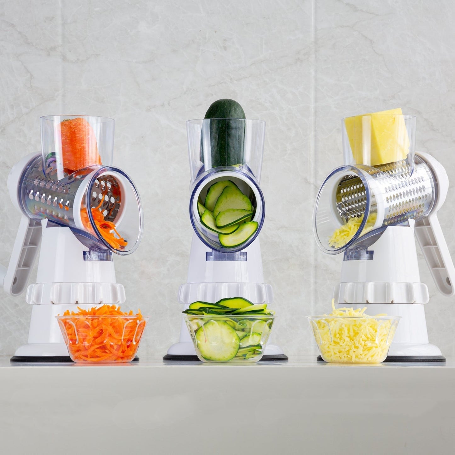 3 In 1 Vegetable Slicer & Grater For With Vacuum Suction Holding