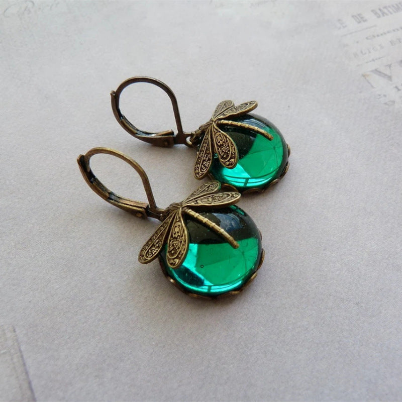 Elegant Women's Earrings Hanging Vintage Dragonfly Pendant Earring