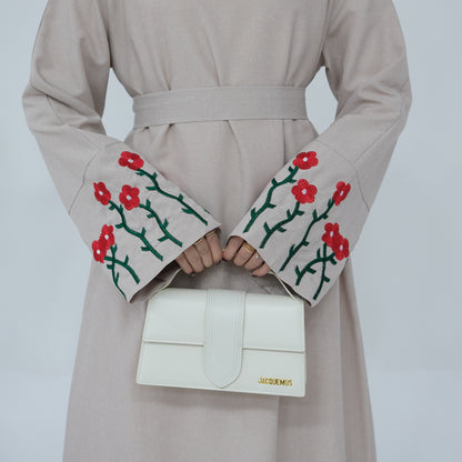 Modest Middle-East Flower Embroidery Abaya ( Burkha,Kaftans) For Women