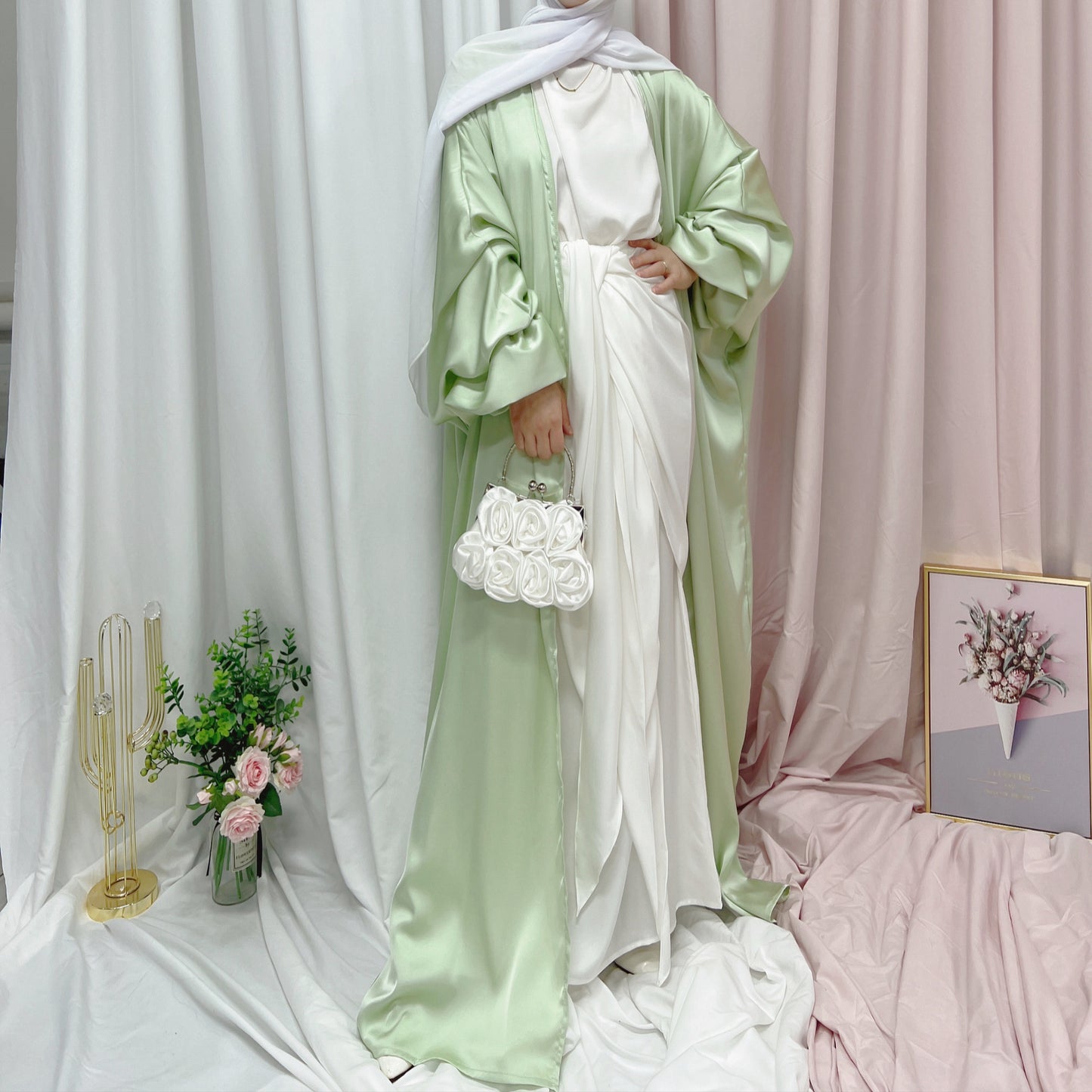 luxurious Puff Sleeve Middle-East  Abaya (Burkha,kaftans) For Women