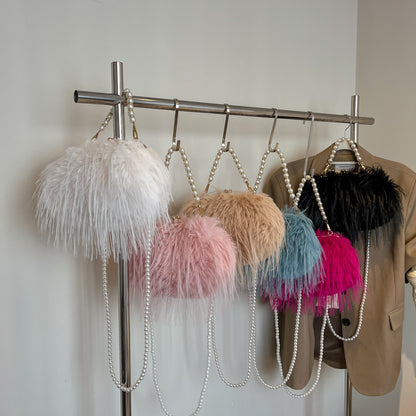Lavish Feather Handbag + Vanity For Women