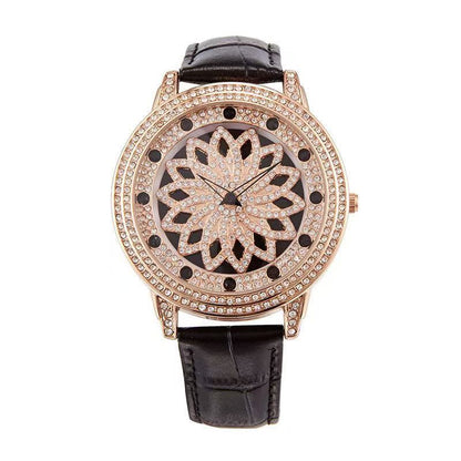 Crystal Diamond 360° Rotating Dial Quartz Watch For Women