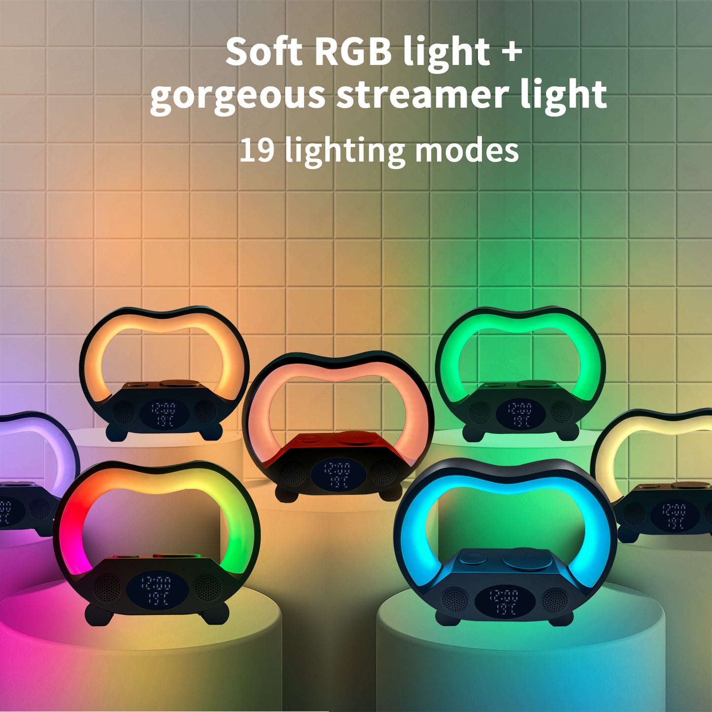 6 In 1 Smart Remote Control Bluetooth-compatible Ambience Intelligent LED Table Lamp Multi-function With Wireless Charger
