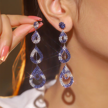 Elegant Rhinestone Long Earrings Niche For Women