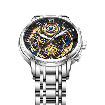 Luxury Hollowed Out Chronograph With Moon-Phase Watch For Men