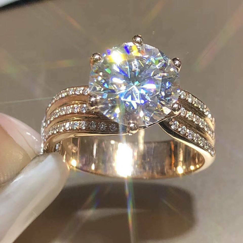 Classic Six-Claw Gold-Plated Finger Ring Jewellery