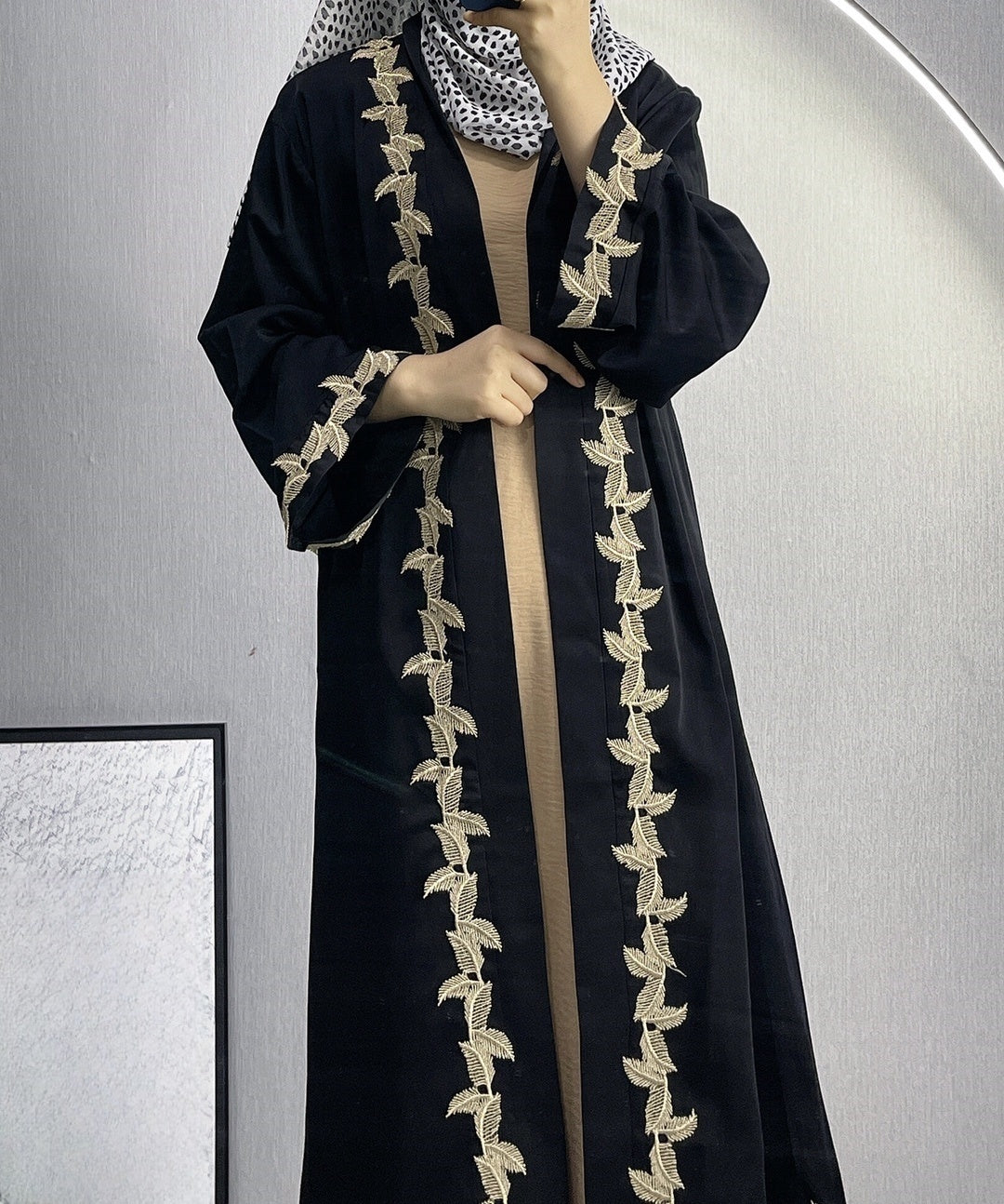 Modern Middle-East Long Embroidered Lace Abaya (Burkha,kaftan) For Women