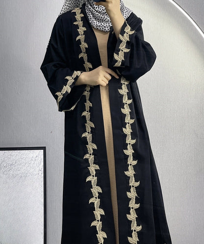 Modern Middle-East Long Embroidered Lace Abaya (Burkha,kaftan) For Women