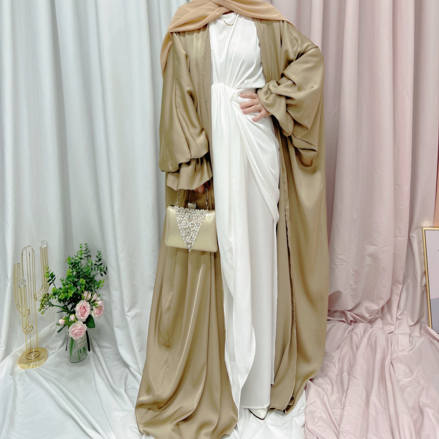 luxurious Puff Sleeve Middle-East  Abaya (Burkha,kaftans) For Women
