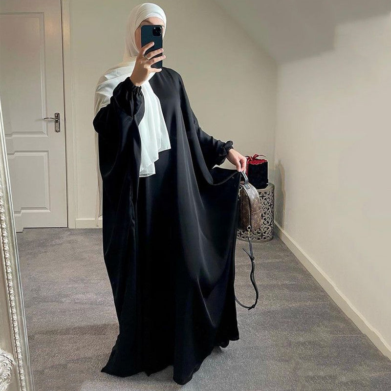 Iranian Matte-Color With Puff Slevee One-piece Prayer Abaya (Burkha,kaftan) For Women