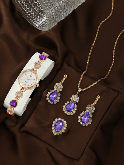 Women's Simple Quartz Watch With Jewelry Set