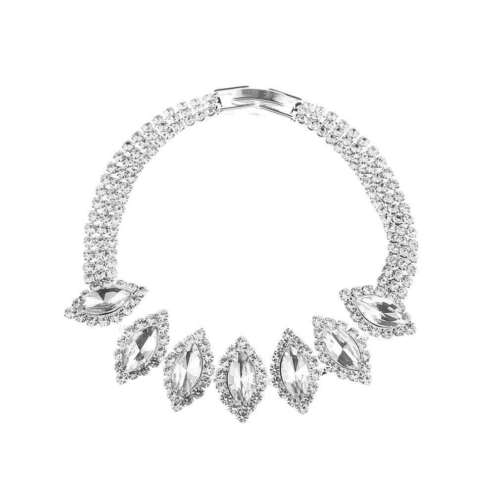 Classic Bridal White Crystal Floral Jewelry Set